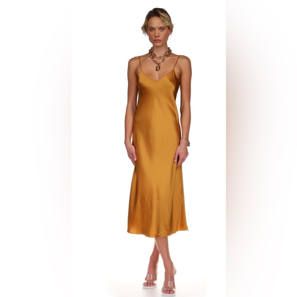DANNIJO Bronze Midi Silk Slip Dress